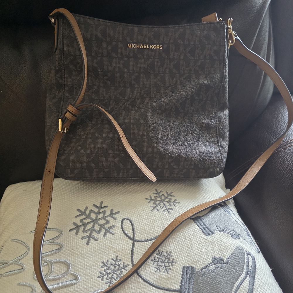 Michael Kors Dark Brown Monogram Crossbody Bag